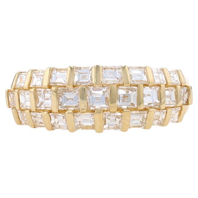 Yellow Gold Diamond Cluster Cocktail Band - 18k Square Step 1.66ctw Ring For Sale