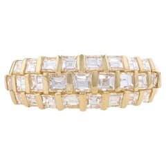 Yellow Gold Diamond Cluster Cocktail Band - 18k Square Step 1.66ctw Ring
