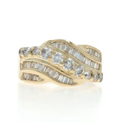 Yellow Gold Diamond Cluster Cocktail Bypass Band - 14k Bag & Rd 1.00ctw Ring