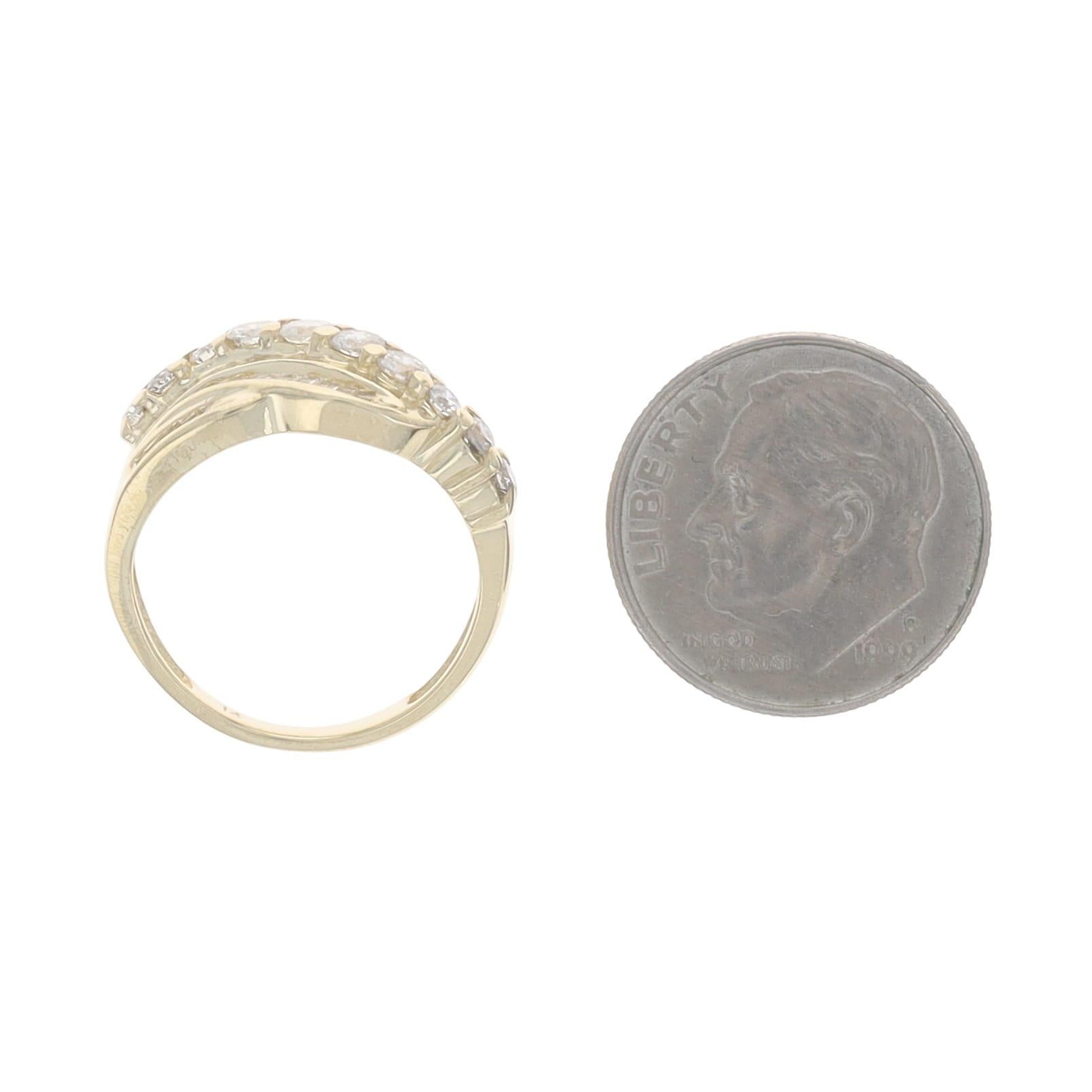 Fascia bypass con diamanti a grappolo in oro giallo - Anello 1.00ctw in oro giallo e oro rosso in vendita 1