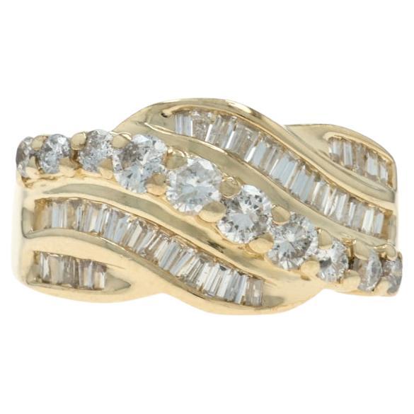 Fascia bypass con diamanti a grappolo in oro giallo - Anello 1.00ctw in oro giallo e oro rosso