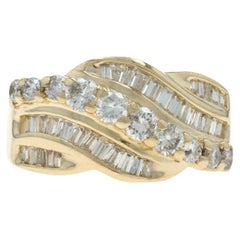 Fascia bypass con diamanti a grappolo in oro giallo - Anello 1.00ctw in oro giallo e oro rosso