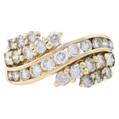 Yellow Gold Diamond Cluster Cocktail Bypass Band - 14k Round Cut 1.70ctw Ring