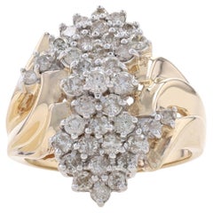 Anello bypass con diamante a grappolo in oro giallo 10k rotondo 2.00ctw a cascata