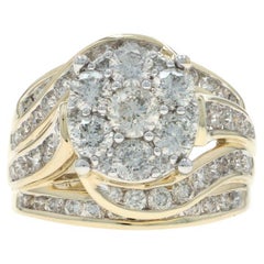 Gelbgold Diamant Cluster Cocktail Bypass Ring - 10k Rund Brillant 3.00ctw