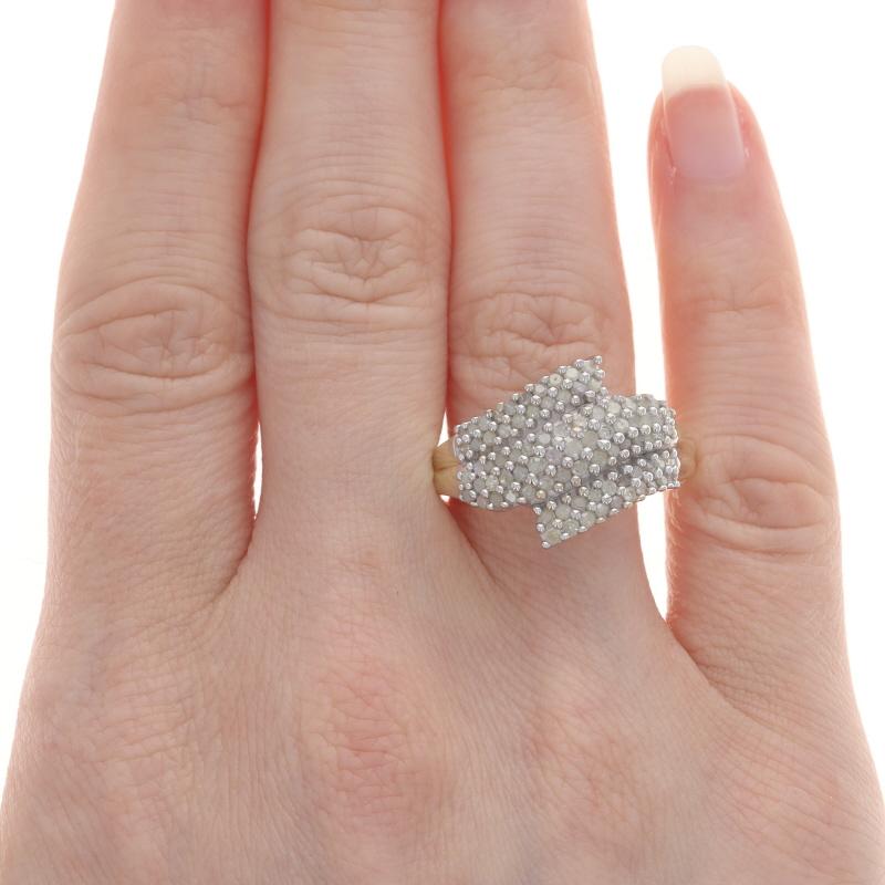 Yellow Gold Diamond Cluster Cocktail Bypass Ring - 10k Single Cut 1.00ctw In Excellent Condition In Greensboro, NC