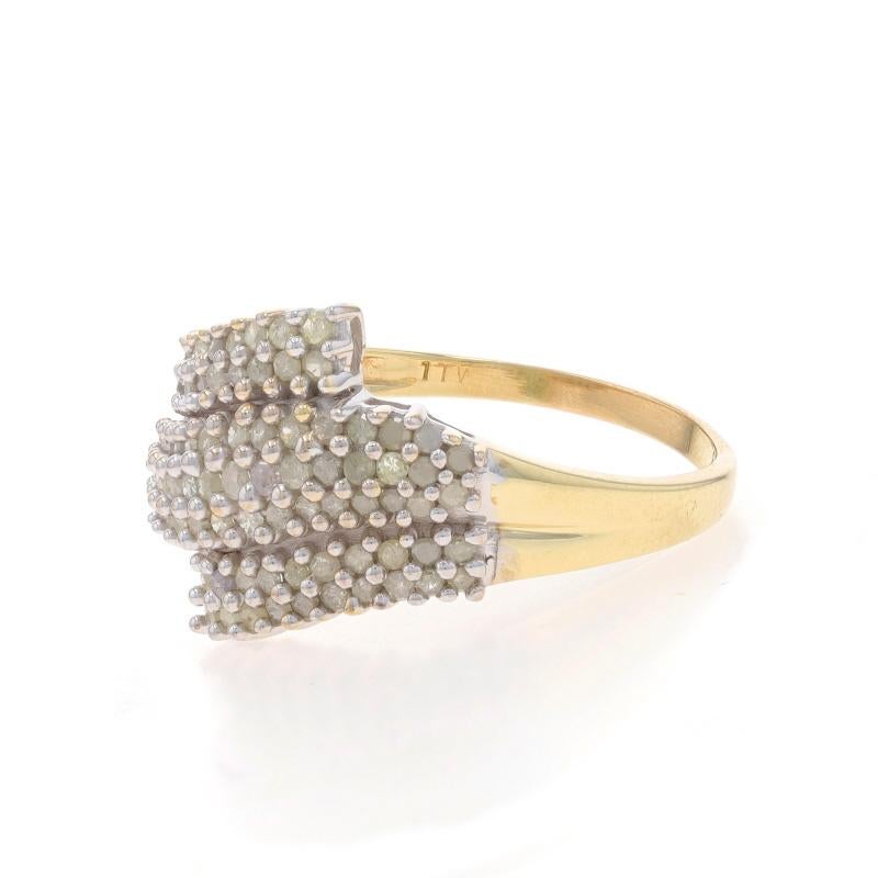 Women's Yellow Gold Diamond Cluster Cocktail Bypass Ring - 10k Single Cut 1.00ctw