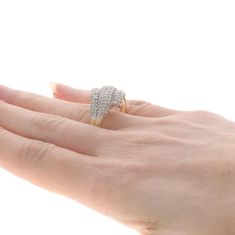 Yellow Gold Diamond Cluster Cocktail Bypass Ring - 10k Single Cut 1.00ctw 1