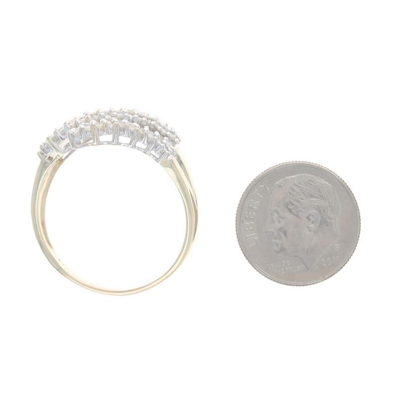 Yellow Gold Diamond Cluster Cocktail Bypass Ring - 10k Single Cut 1.00ctw 2