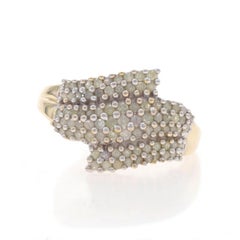 Yellow Gold Diamond Cluster Cocktail Bypass Ring - 10k Single Cut 1.00ctw