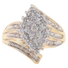 Gelbgold Diamant-Cluster-Cocktail- Bypass-Cocktailring - 10k Einzelschliff .15ctw