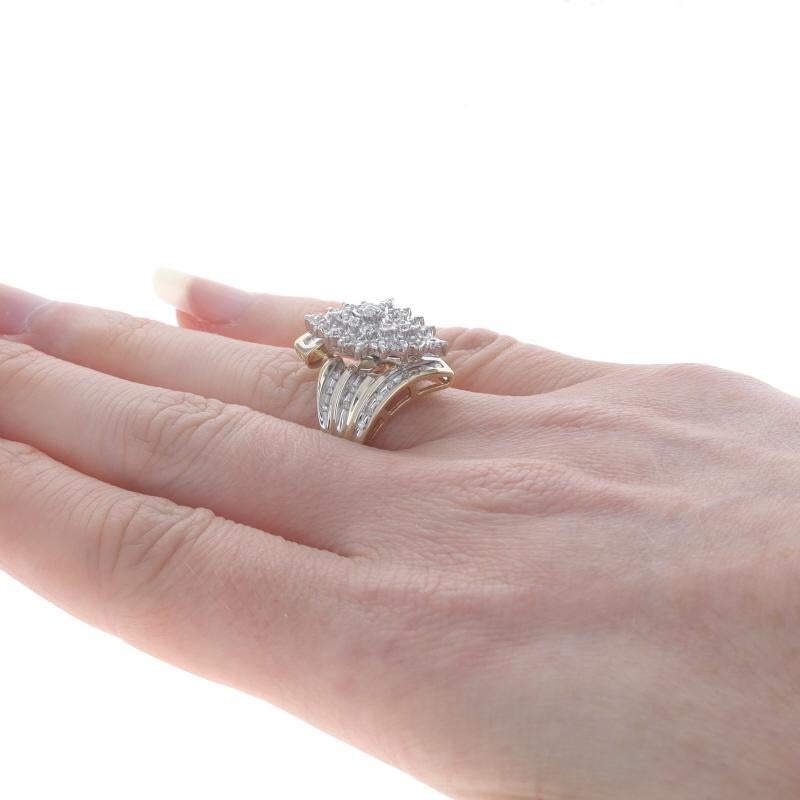 Gelbgold Diamant-Cluster-Cocktail- Bypass-Cocktailring - 10k Einzelschliff .25ctw Damen