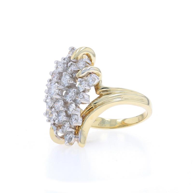 Gelbgold Diamant-Cluster-Cocktail- Bypass-Cocktailring - 14k Rnd 2,00ctw florales Sprühmittel im Zustand „Hervorragend“ in Greensboro, NC