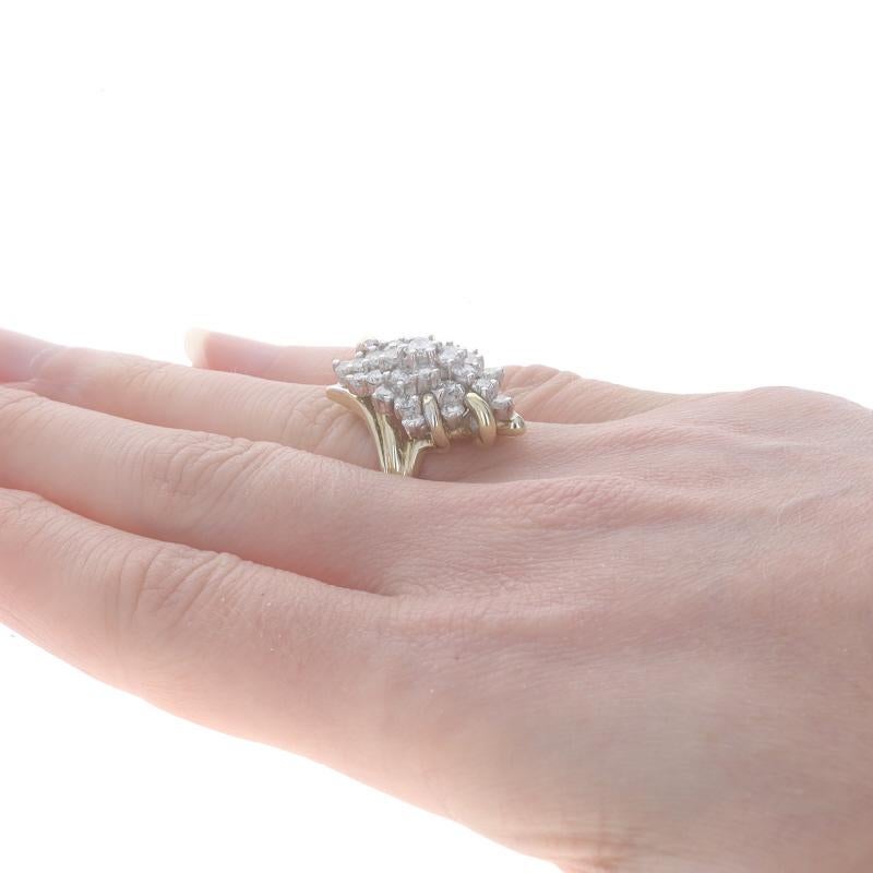 Gelbgold Diamant-Cluster-Cocktail- Bypass-Cocktailring - 14k Rnd 2,00ctw florales Sprühmittel Damen