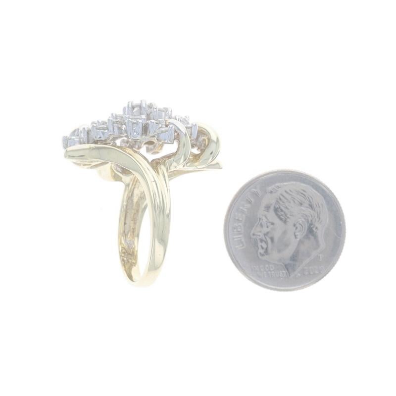 Gelbgold Diamant-Cluster-Cocktail- Bypass-Cocktailring - 14k Rnd 2,00ctw florales Sprühmittel 1