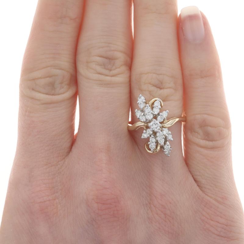 Size: 6 3/4
Sizing Fee: Up 2 sizes for $35 or Down 3 sizes for $30

Metal Content: 14k Yellow Gold & 14k White Gold

Stone Information

Natural Diamonds
Carat(s): 3/4ctw
Cut: Round Brilliant
Color: I - J
Clarity: SI1 - SI2

Total Carats: