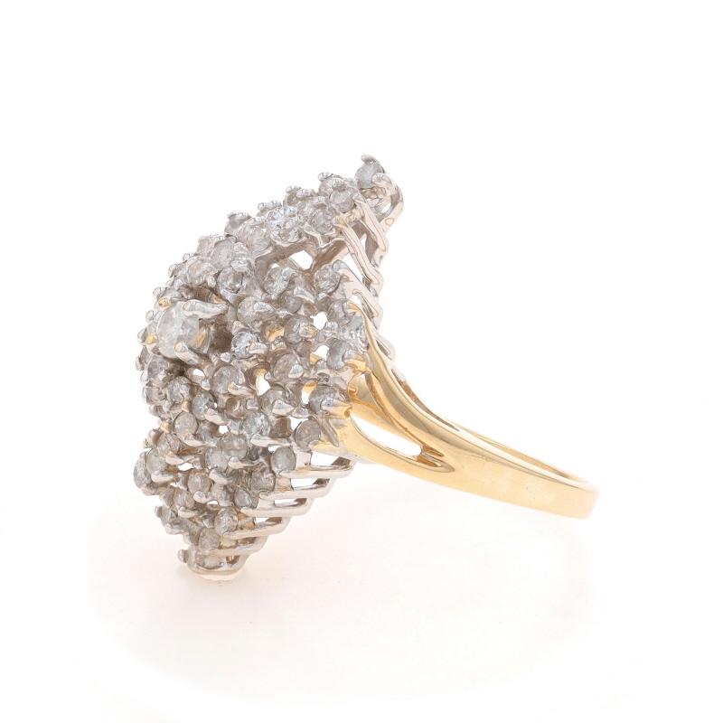 Anello bypass con diamante a grappolo in oro giallo - 14k Rotondo 1.00ctw Swirl In condizioni ottime a Greensboro, NC