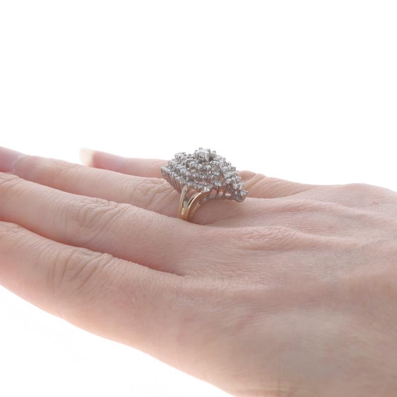 Donna Anello bypass con diamante a grappolo in oro giallo - 14k Rotondo 1.00ctw Swirl