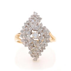 Anello bypass con diamante a grappolo in oro giallo - 14k Rotondo 1.00ctw Swirl