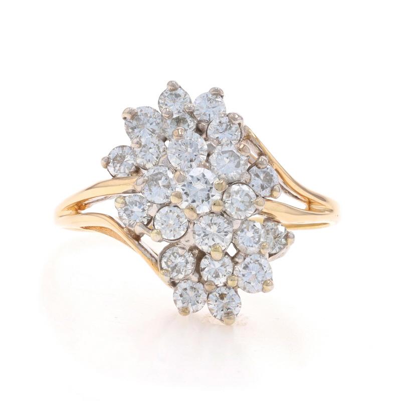 Taille : 9 1/4
Frais de taille : Up&Up 2 tailles pour $35 ou Down 3 tailles pour $35

Contenu métallique : Or jaune 14k et or blanc 14k

Informations sur les pierres

Diamants naturels
Carat(s) : 1.00ctw
Coupe : Brillant rond
Couleur : G - H
Clarté
