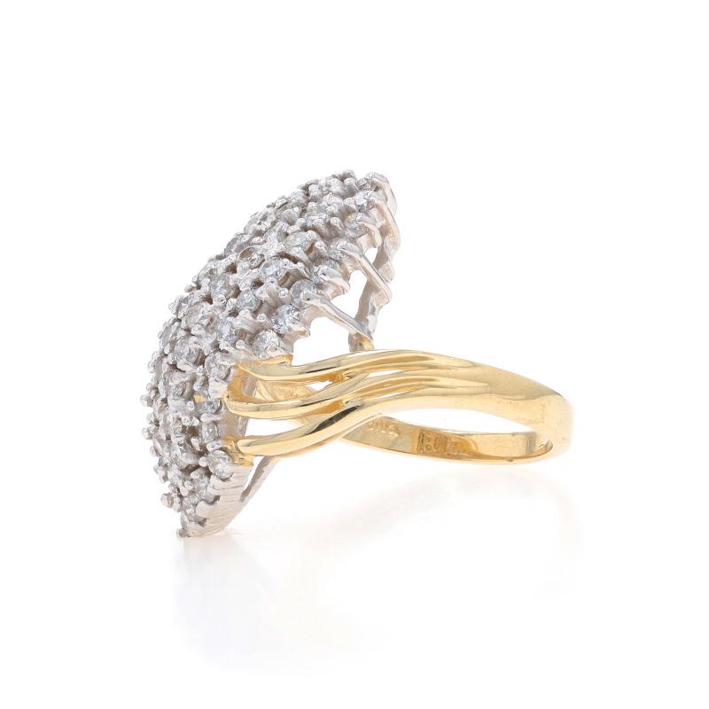 Bague bypass en or jaune avec grappe de diamants - 14k Round 1.00ctw Waterfall Excellent état - En vente à Greensboro, NC