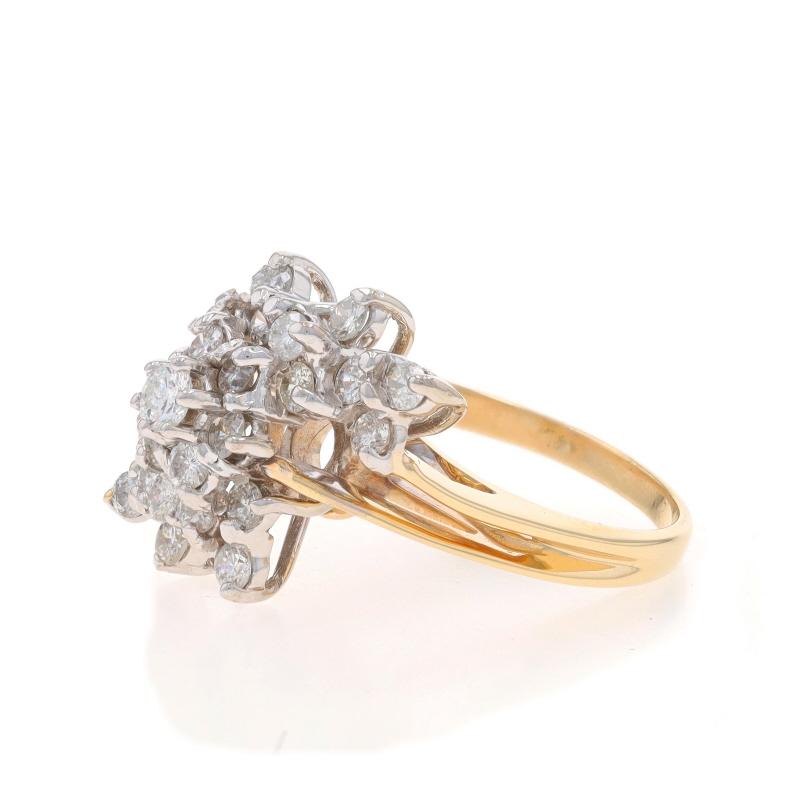 Bague bypass en or jaune avec grappe de diamants - 14k Round 1.00ctw Waterfall Excellent état - En vente à Greensboro, NC