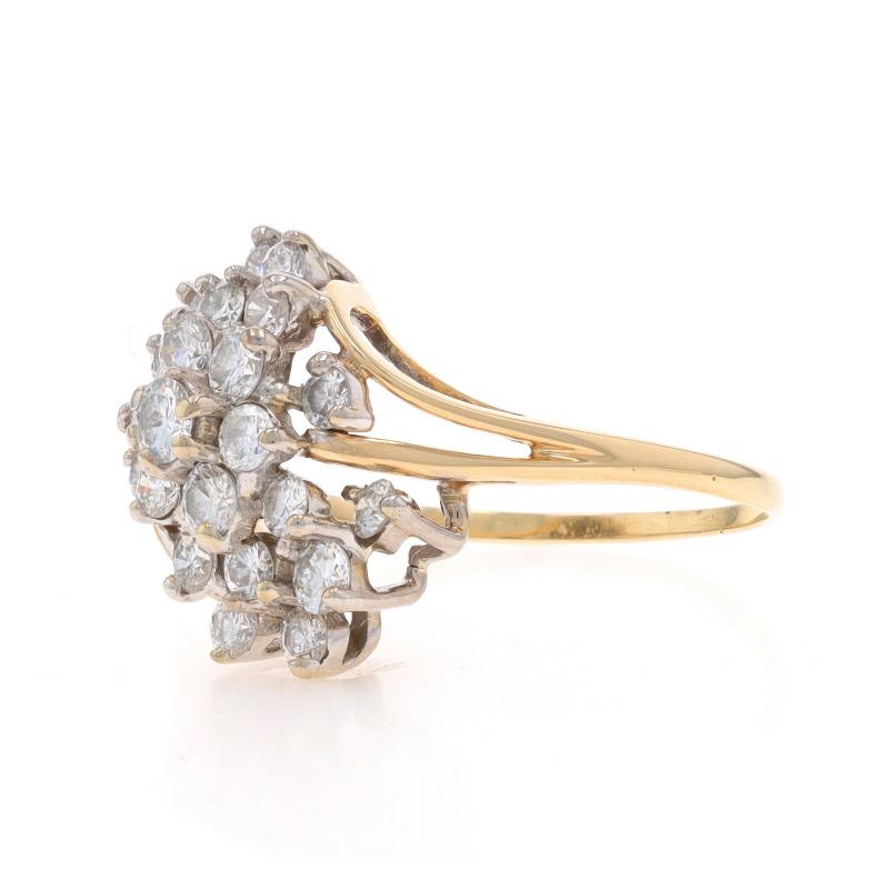 Bague bypass en or jaune avec grappe de diamants - 14k Round 1.00ctw Waterfall Excellent état - En vente à Greensboro, NC
