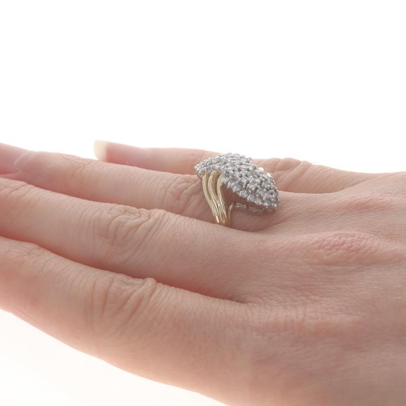 Bague bypass en or jaune avec grappe de diamants - 14k Round 1.00ctw Waterfall Pour femmes en vente