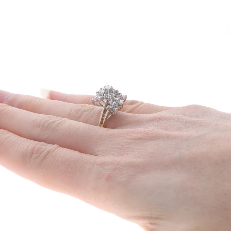 Bague bypass en or jaune avec grappe de diamants - 14k Round 1.00ctw Waterfall Pour femmes en vente