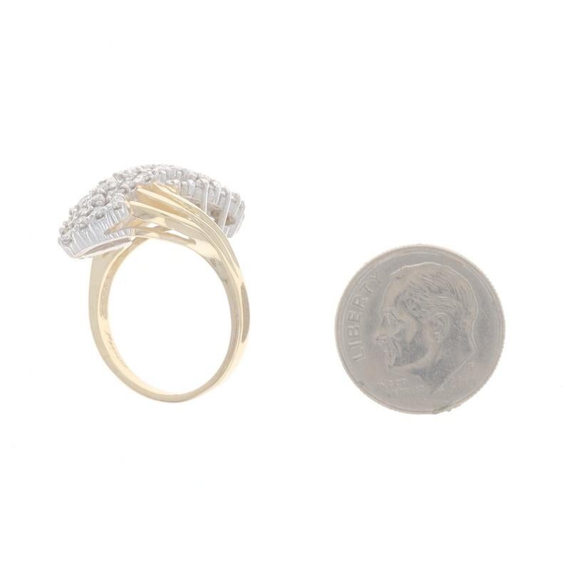 Bague bypass en or jaune avec grappe de diamants - 14k Round 1.00ctw Waterfall en vente 1
