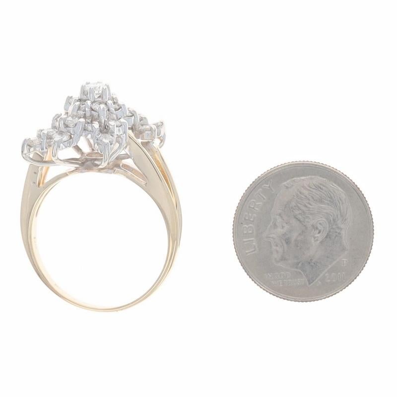 Bague bypass en or jaune avec grappe de diamants - 14k Round 1.00ctw Waterfall en vente 1