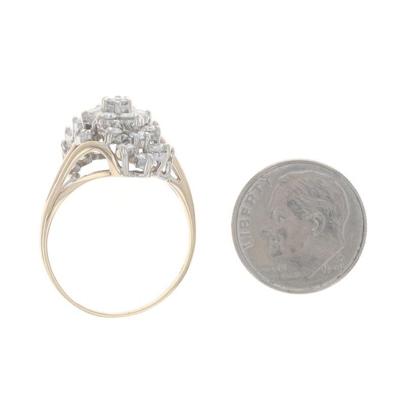 Bague bypass en or jaune avec grappe de diamants - 14k Round 1.00ctw Waterfall en vente 1