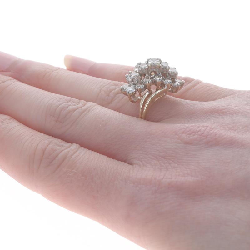 Bague bypass en or jaune avec grappe de diamants - 14k Round 2.00ctw Waterfall Pour femmes en vente