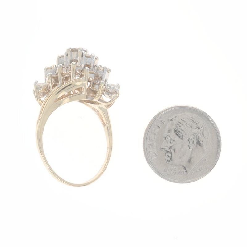Bague bypass en or jaune avec grappe de diamants - 14k Round 2.00ctw Waterfall en vente 1