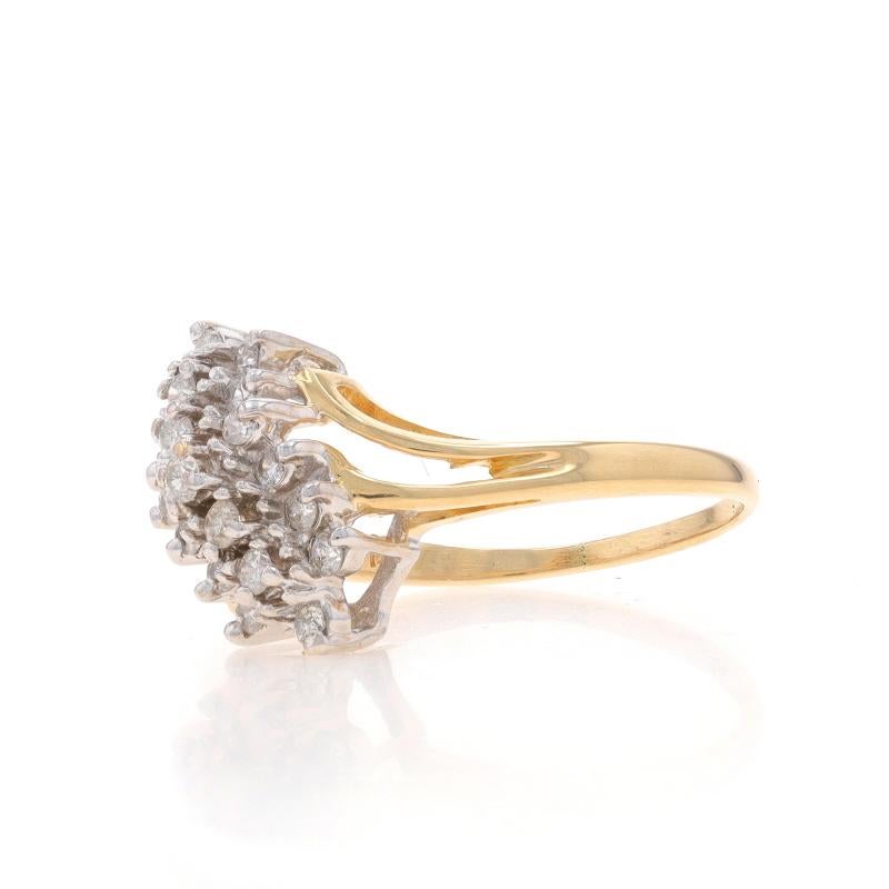 Anello bypass con cluster di diamanti in oro giallo - Cascata di diamanti rotondi da .50ctw 14k In condizioni ottime a Greensboro, NC