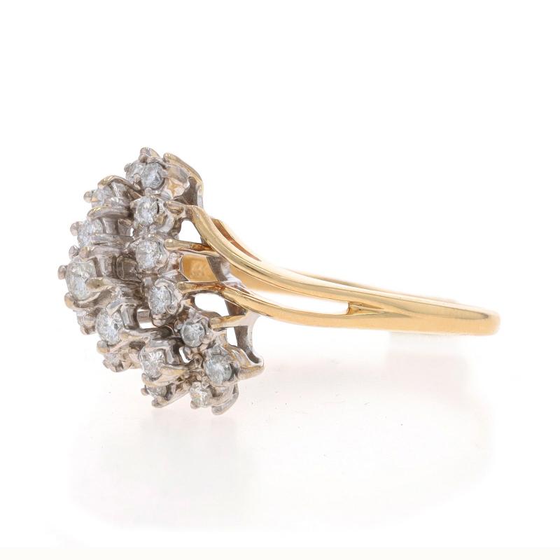 Bague bypass en or jaune avec grappe de diamants - 14k Round .50ctw Waterfall Excellent état - En vente à Greensboro, NC