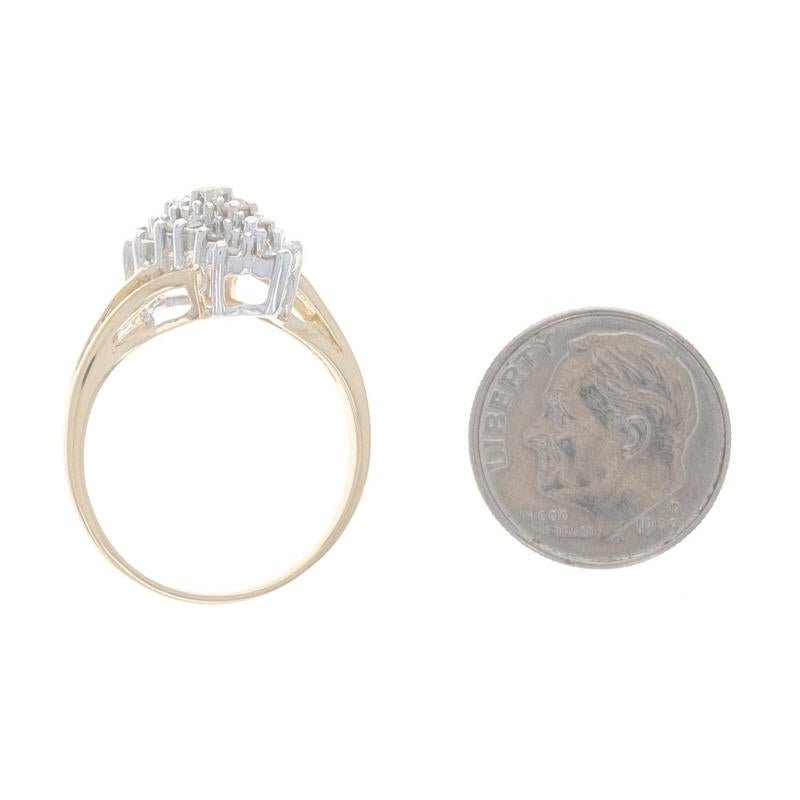 Anello bypass con cluster di diamanti in oro giallo - Cascata di diamanti rotondi da .50ctw 14k 1