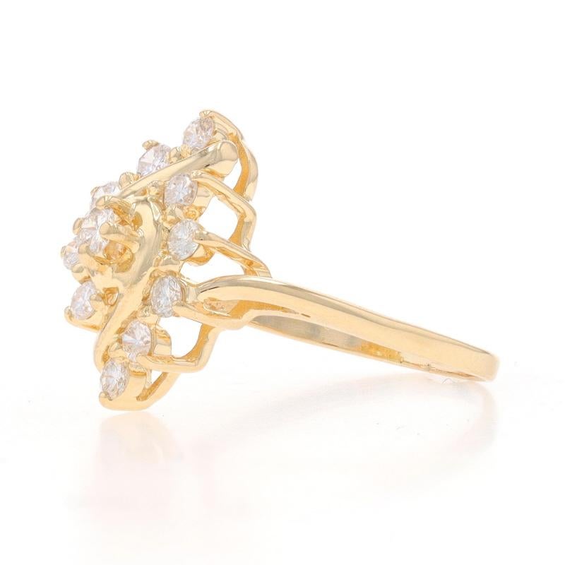 Round Cut Yellow Gold Diamond Cluster Cocktail Bypass Ring - 14k Round Brilliant .50ctw For Sale