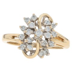 Yellow Gold Diamond Cluster Cocktail Bypass Ring - 14k Round Brilliant .50ctw