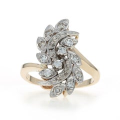 Anillo de oro amarillo con cóctel de diamantes - 14k talla única .32ctw Floral