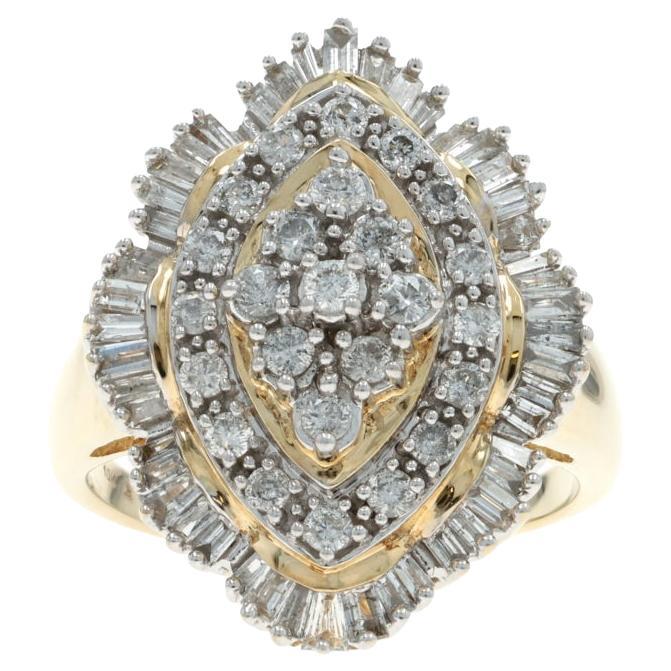 Bague cocktail en or jaune 10k Baguette ronde 1.50ctw
