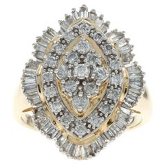Bague cocktail en or jaune 10k Baguette ronde 1.50ctw