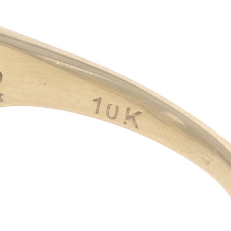 Yellow Gold Diamond Cluster Cocktail Ring - 10k Round & Baguette 1.00ctw 2