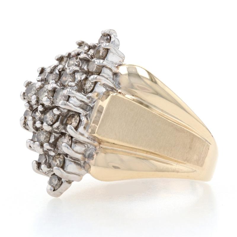 Gelbgold Diamant-Cluster-Cocktailring, 10k runder Brillant 1,00ctw gebürstet () 3