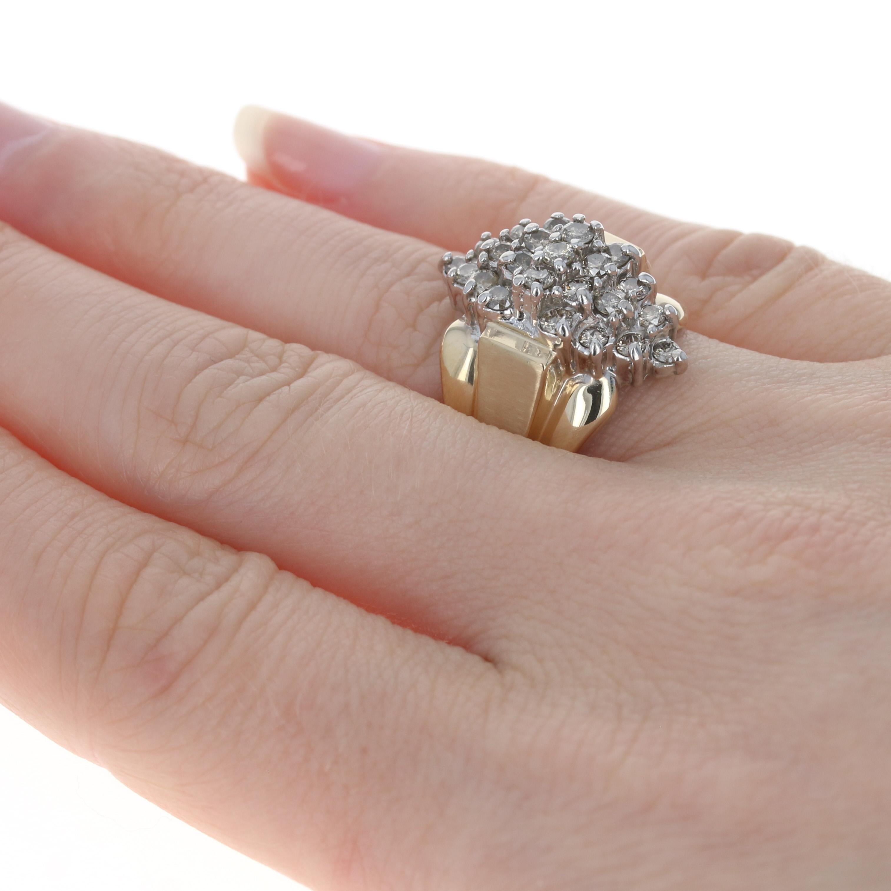 Gelbgold Diamant-Cluster-Cocktailring, 10k runder Brillant 1,00ctw gebürstet () 4