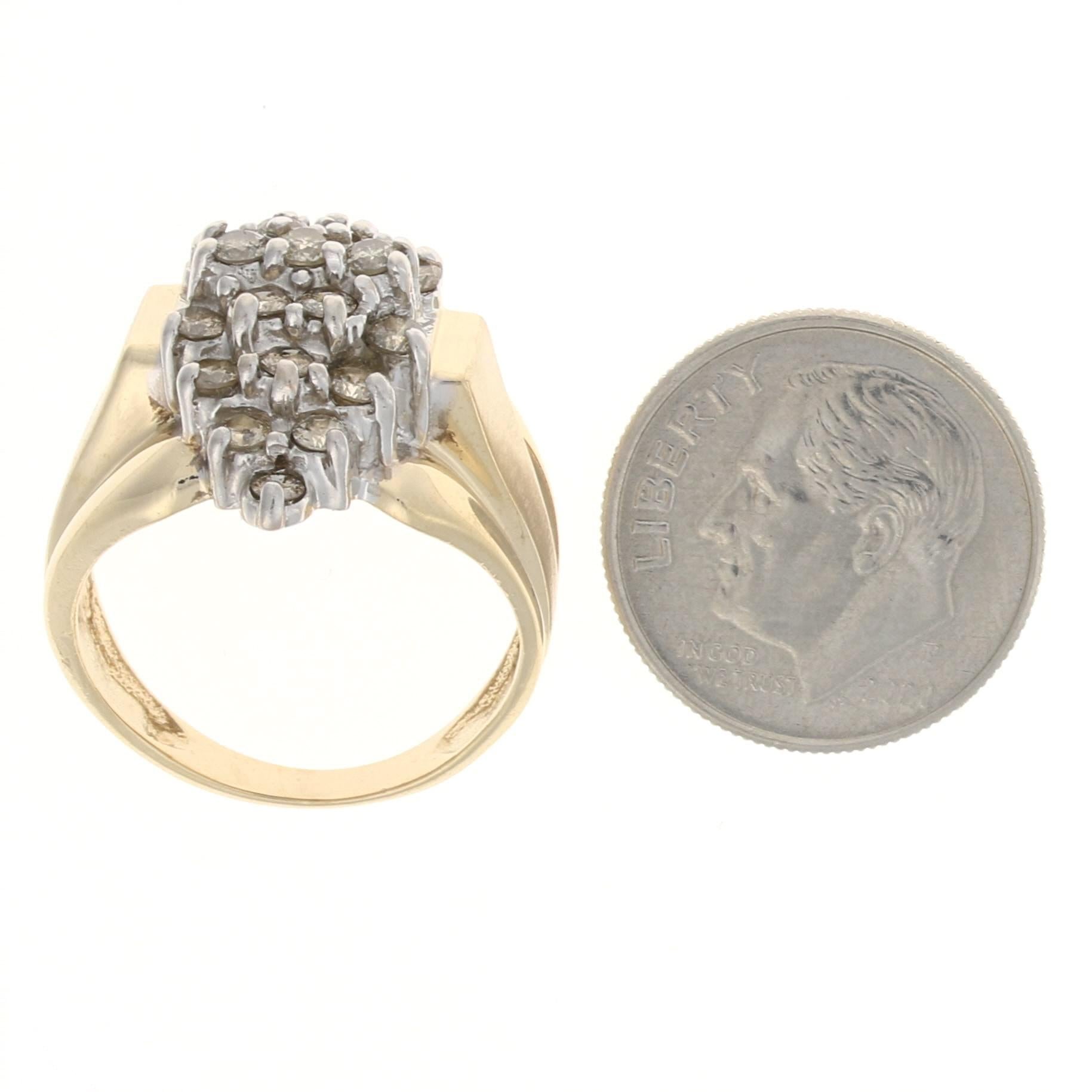 Gelbgold Diamant-Cluster-Cocktailring, 10k runder Brillant 1,00ctw gebürstet () 5
