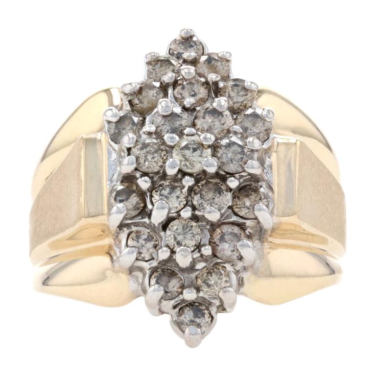 Gelbgold Diamant-Cluster-Cocktailring, 10k runder Brillant 1,00ctw gebürstet ()