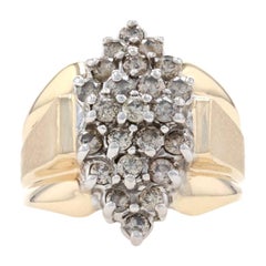 Gelbgold Diamant-Cluster-Cocktailring, 10k runder Brillant 1,00ctw gebürstet