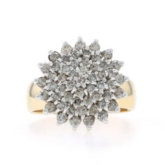 Gelbgold Diamant-Cluster-Cocktail-Ring - 10k Runde Brillant 1,00ctw Floral