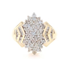 Yellow Gold Diamond Cluster Cocktail Ring - 10k Round Brilliant 1.00ctw